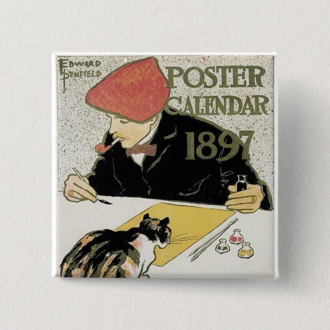 Poster Calendar 1897 15 Cm Square Badge (Front)