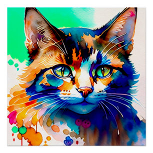 Poster Cat Aquarela