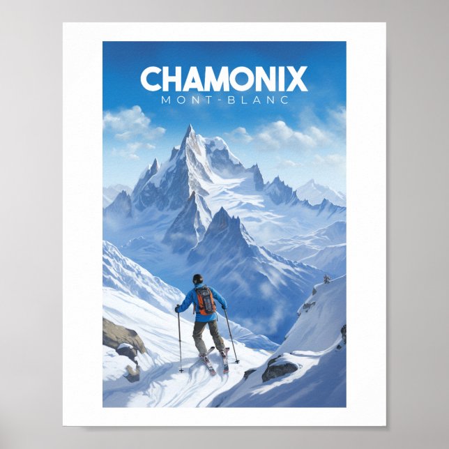 Poster Chamonix - France - Mont-blanc illustration (Front)