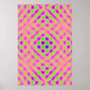 Poster, Chequered Abstract, Purple, Pink, Lime Poster