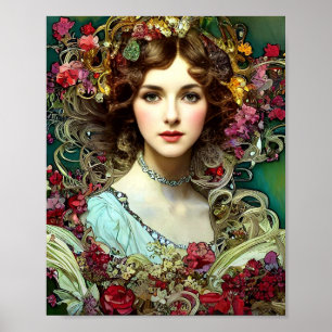 Poster Christmas Lady inspiration Mucha