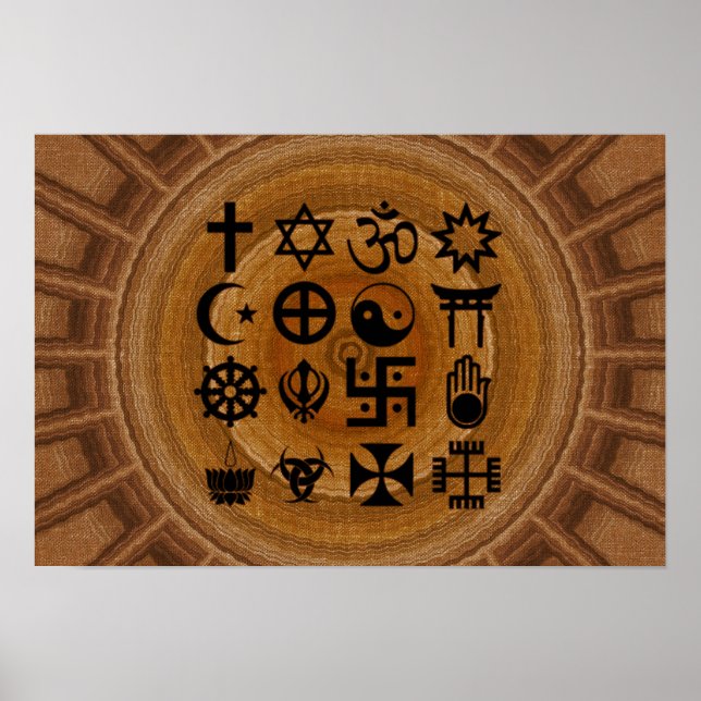 Pôster com símbolos da religiões poster (Front)