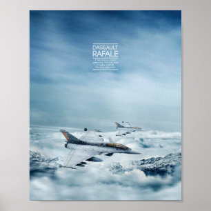 Poster combat aircraft over mountains