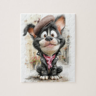 Poster  Cute Rebel Puppy Dog Jigsaw Puzzle
