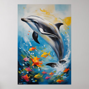 Poster   Dolphin   Oil Painting Style 