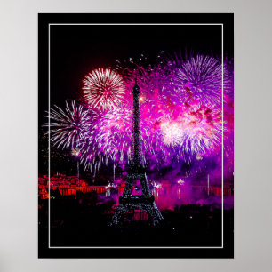 Poster-Eiffel Tower Fireworks  16" x 20" Poster