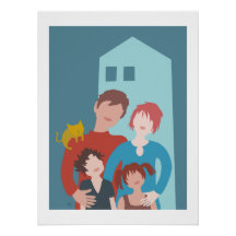 poster family and cat