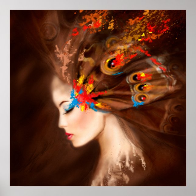 Poster Fantasy Beautiful Spring woman butterfly (Front)