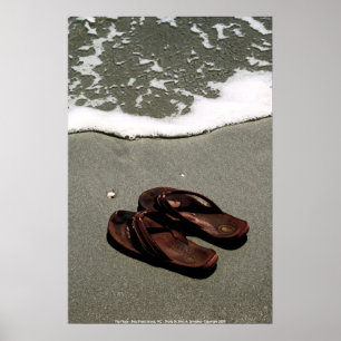 POSTER-  Flip Flops - Bald Head Island, NC - P... Poster