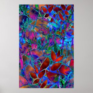 Poster Floral Abstract Stained Glass