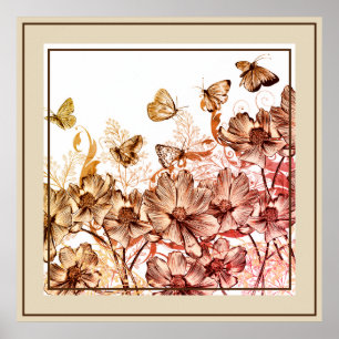 Poster-Floral & Butterflies Poster