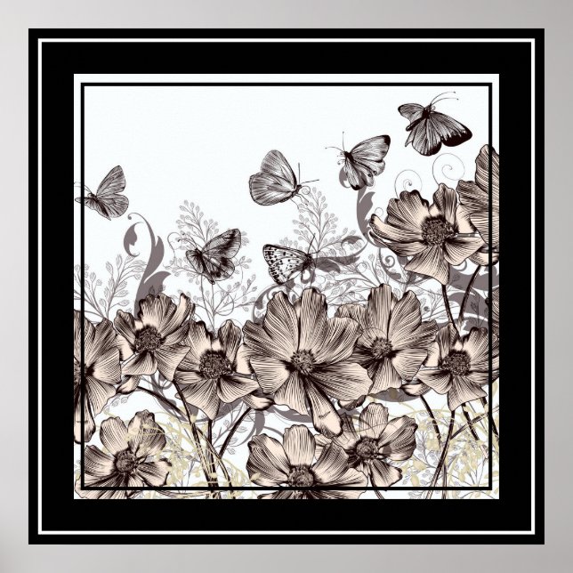 Poster-Floral & Butterflies Poster (Front)