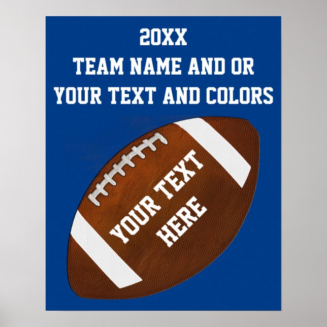 Poster Football with Your TEXT and Team COLORS (Front)