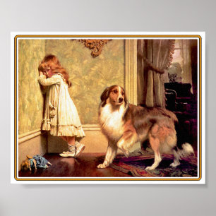 Poster: Girl with Pet Sheltie Poster