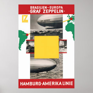 Poster Graf Zeppelin. Brazil to Europe 1930s