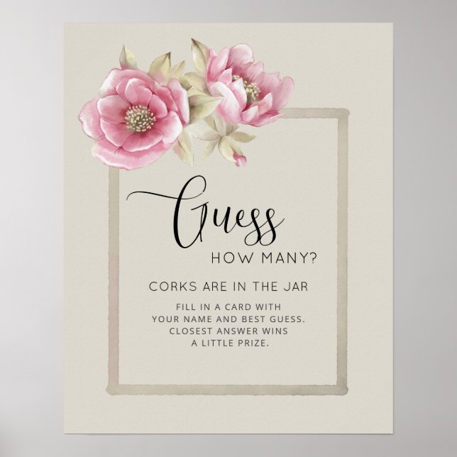 Poster "Guess How Many?" for bridal showers.  (Front)