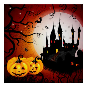 Poster/Halloween Haunted Scene Poster