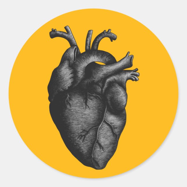 Poster Heart Lines Classic Round Sticker (Front)