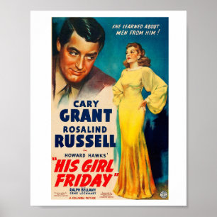 Poster His Girl Friday-Cary Grant Rosalind Russell