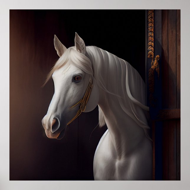 Poster horse white (Front)