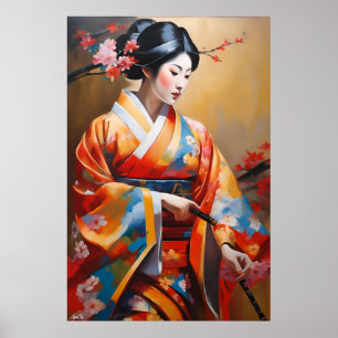 Poster   Japanese Woman   Oil Painting Style 