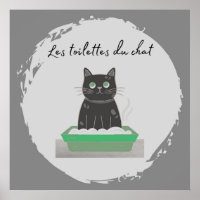 Poster, Les Toilettes Du Chat Black Cat