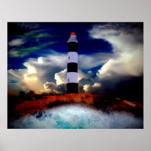 Poster/Lighthouse with Waves Poster