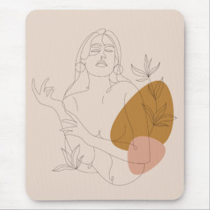 Poster Line art minimalist. Boho style. Mouse Pad
