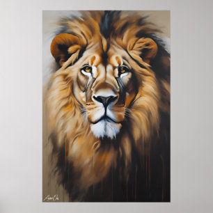 Poster Lion Oil Artstyle