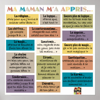 Poster "Ma Maman m'a appris" - Moi Super Maman