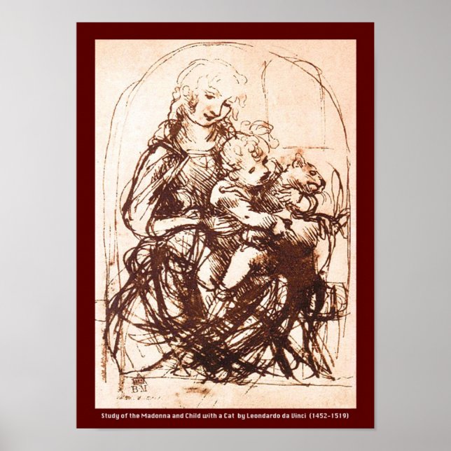 Poster: Madonna & Christ Child holding a Cat Poster (Front)