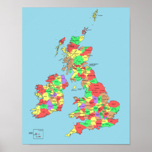 Poster - Map of England Counties