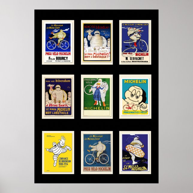 Poster Michelin Bibendum Vintage, Postcards Vers 2 (Front)