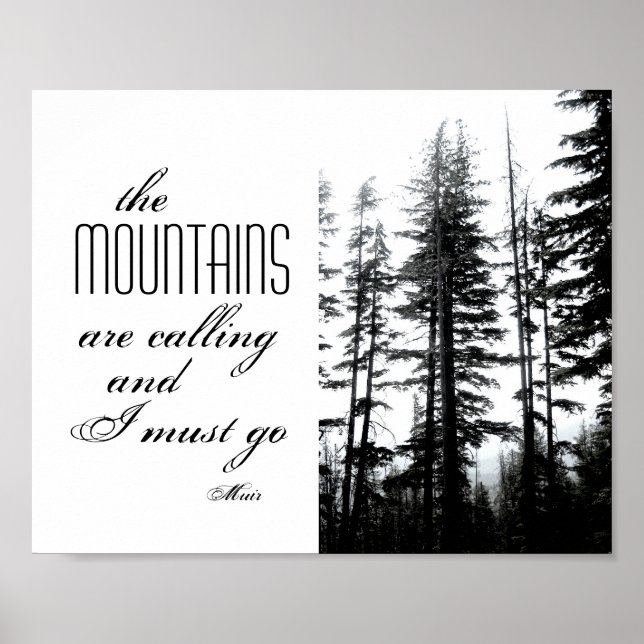 poster Muir quote with black and white photography (Front)