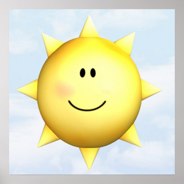 Poster mural happy face sunshine 23x23 customise (Front)
