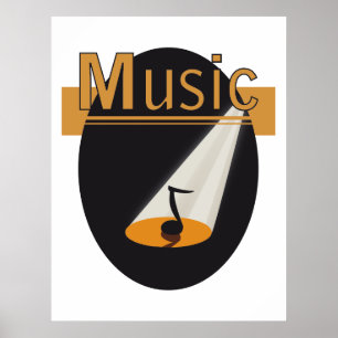 Poster - music note in spotlight design Music