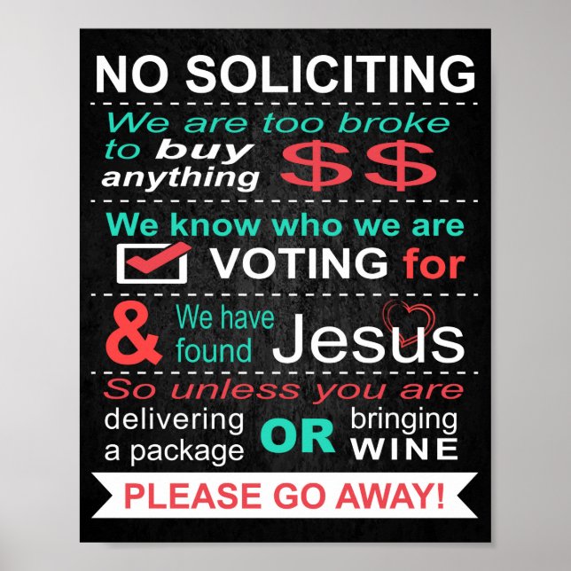 Poster - No Soliciting (Front)