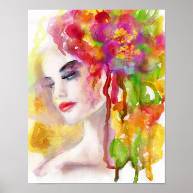 Poster Paper (Matte) Drawing water colour. Woman (Front)