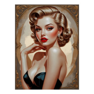 Poster Pin-up Blonde Inspired Art Deco