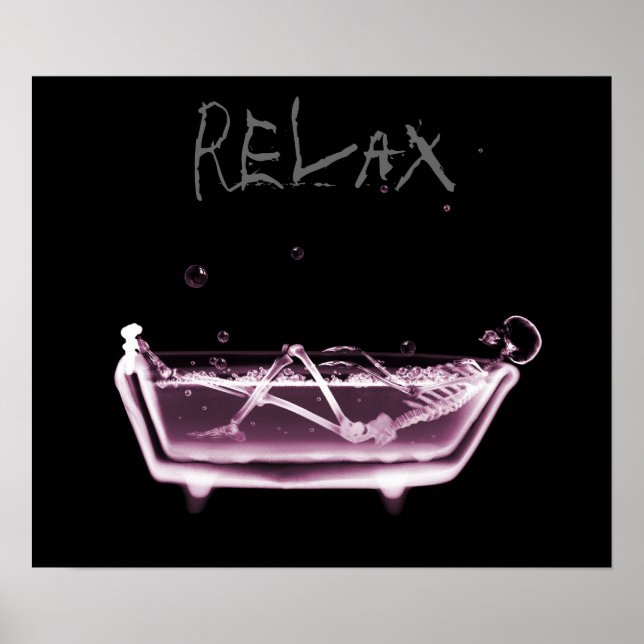Poster- Pink Relax X-Ray Skeleton Bath Time Poster (Front)