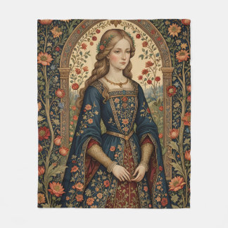 Poster Portrait Lady in Middle Ages Renaissance Ga Fleece Blanket