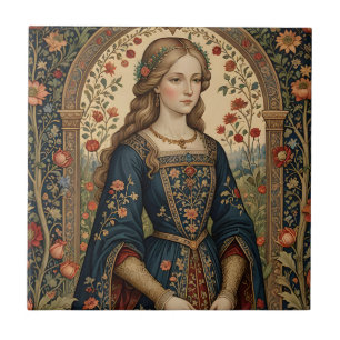 Poster Portrait Lady in Middle Ages Renaissance Ga Tile