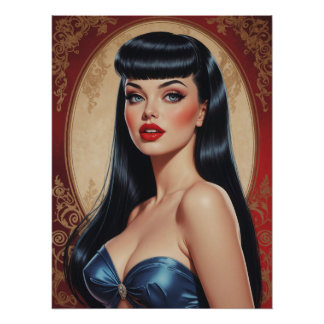 Poster Portrait Pin-up Brown Frange
