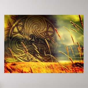 poster, poster, celtic Triskele, nature, field, gr Poster