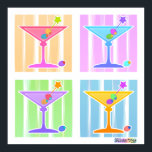 Poster, Prints - Retro Pop Art Martinis<br><div class="desc">Four Fun,  Colorful Pop Art Martinis against a retro,  fifties art style pastel in a classic pop art quad.  Take advantage of the Customization features to Personalize your purchase with text or photos of your own!</div>