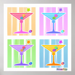 Poster, Prints - Retro Pop Art Martinis