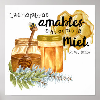 Poster Proverbios 16:24 en acuarelas 