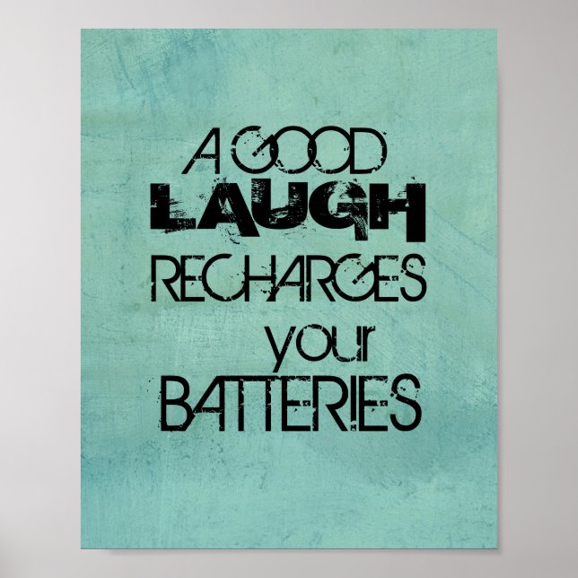 poster quotation on teal blue laughter quote (Front)