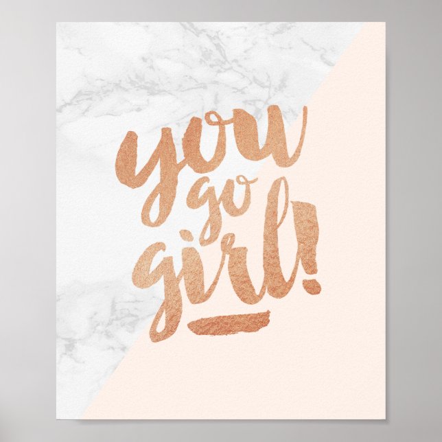 Poster Quote You Go Girl Marble Gold Handlettering (Front)