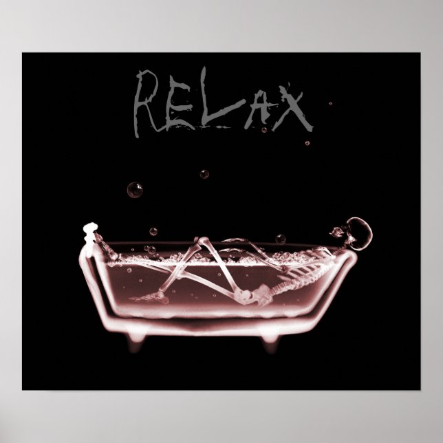 Poster- Red Relax X-Ray Skeleton Bath Time Poster (Front)